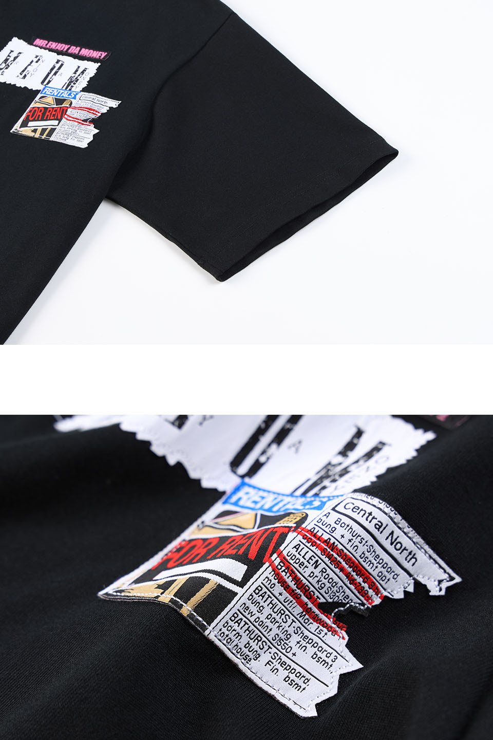 Patch embroidery short -sleeved Tee