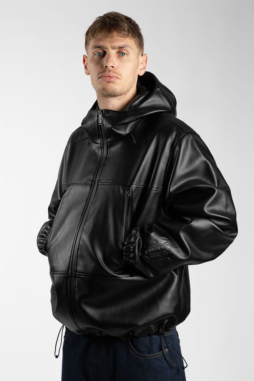 Kingdom Faux Leather Windbreaker