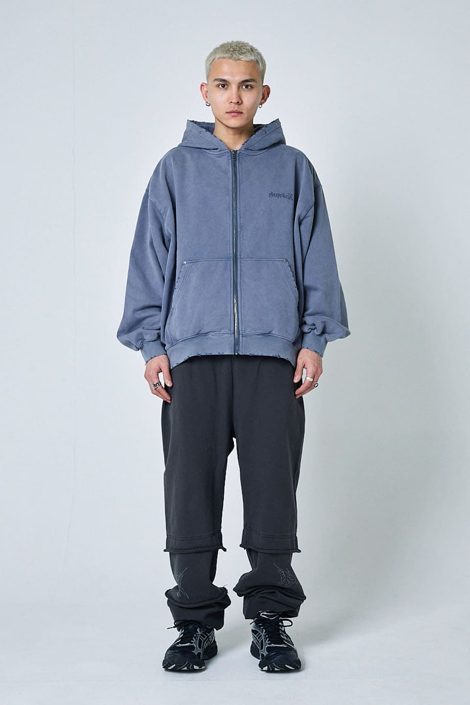 Supplier - Studs Cross Patch Zip Hoodieクロスロゴレザーパッチ