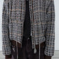 Maillard Fancy Tweed Hoodie With Colorful Jewels Chain