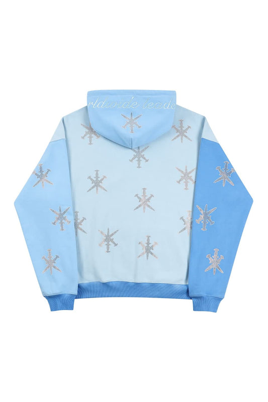 Blue Mix Silver Dagger Zip Hoodie