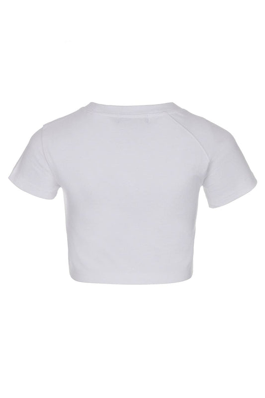 Unbalance Metal Clover Logo Crop T-Shirts Women'S