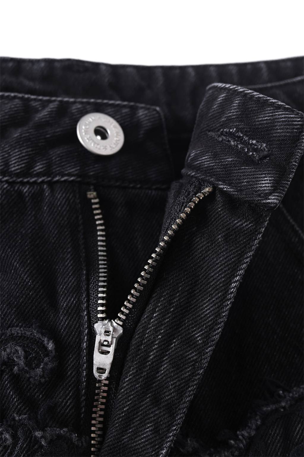 Washed Zip Panel Baggy Denim