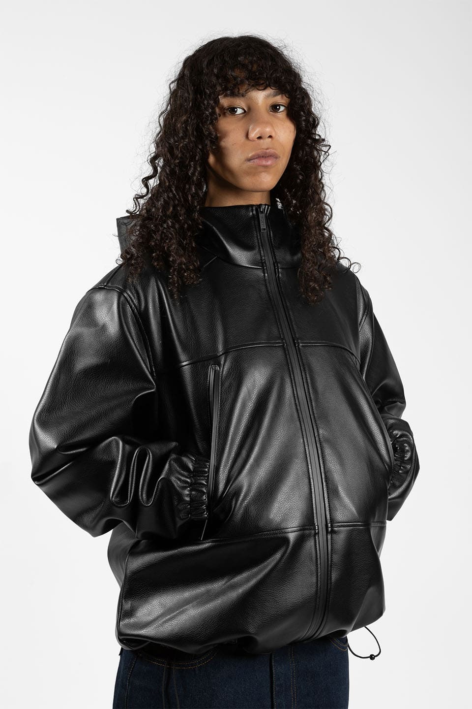 Kingdom Faux Leather Windbreaker