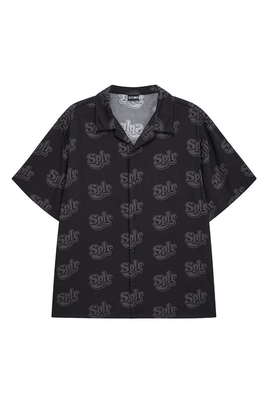 Allover Logo Open Collar Shirt