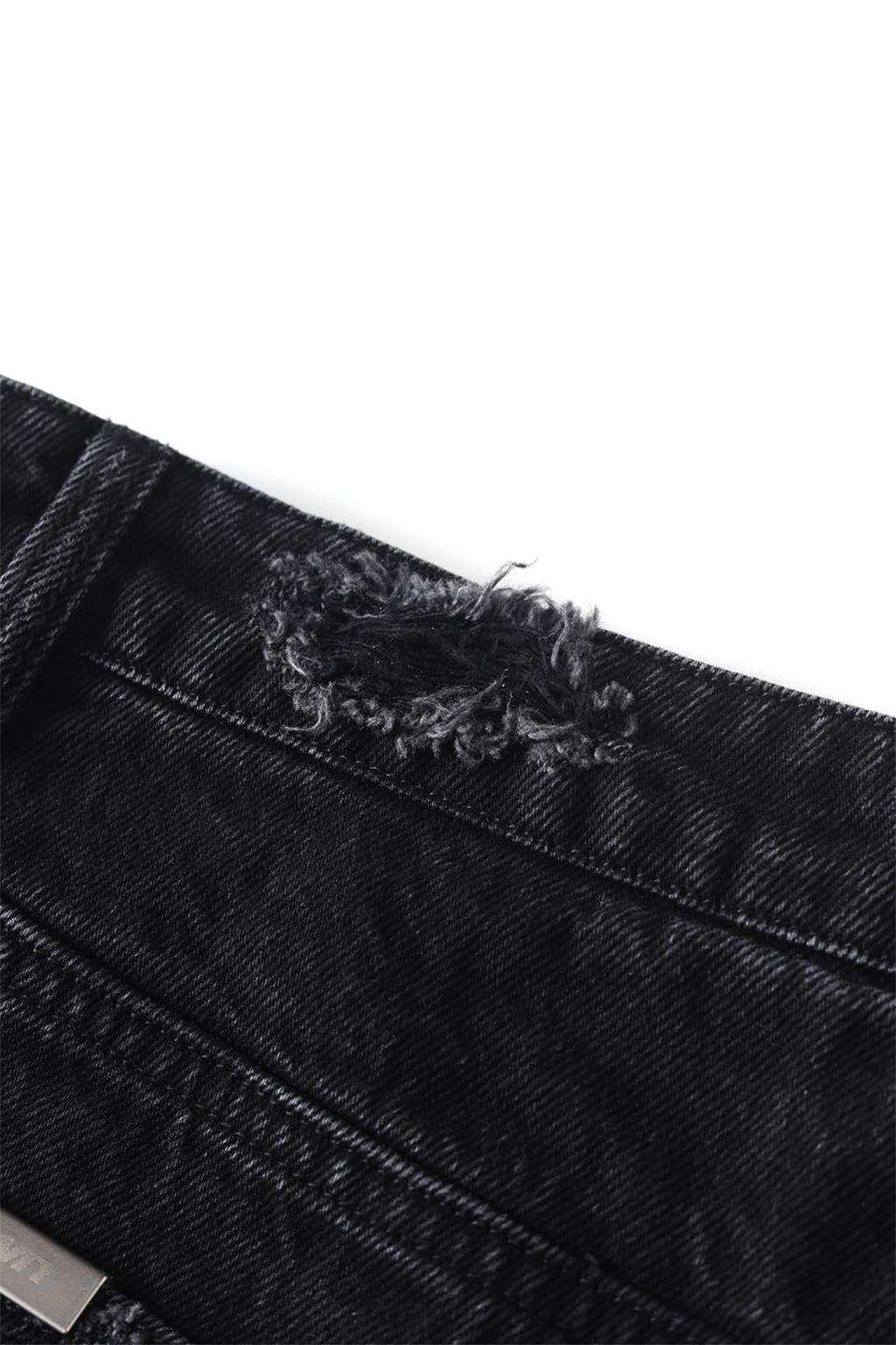 Washed Zip Panel Baggy Denim
