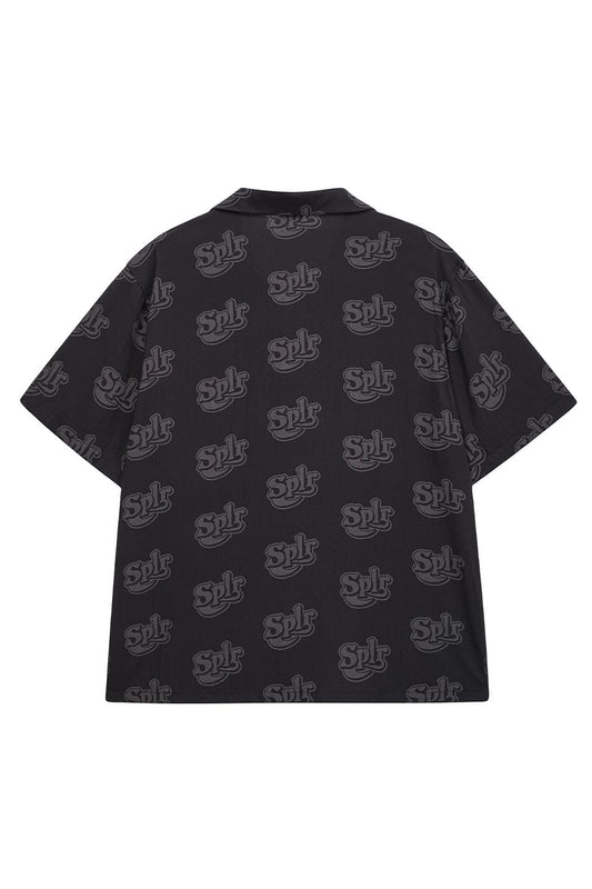 Allover Logo Open Collar Shirt