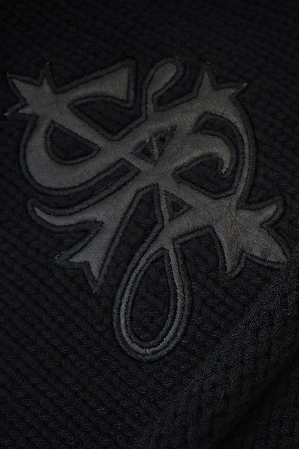 Faux Leather Patch Cross Beanie