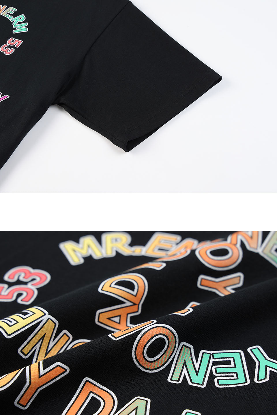 Spoof color letters short sleeves