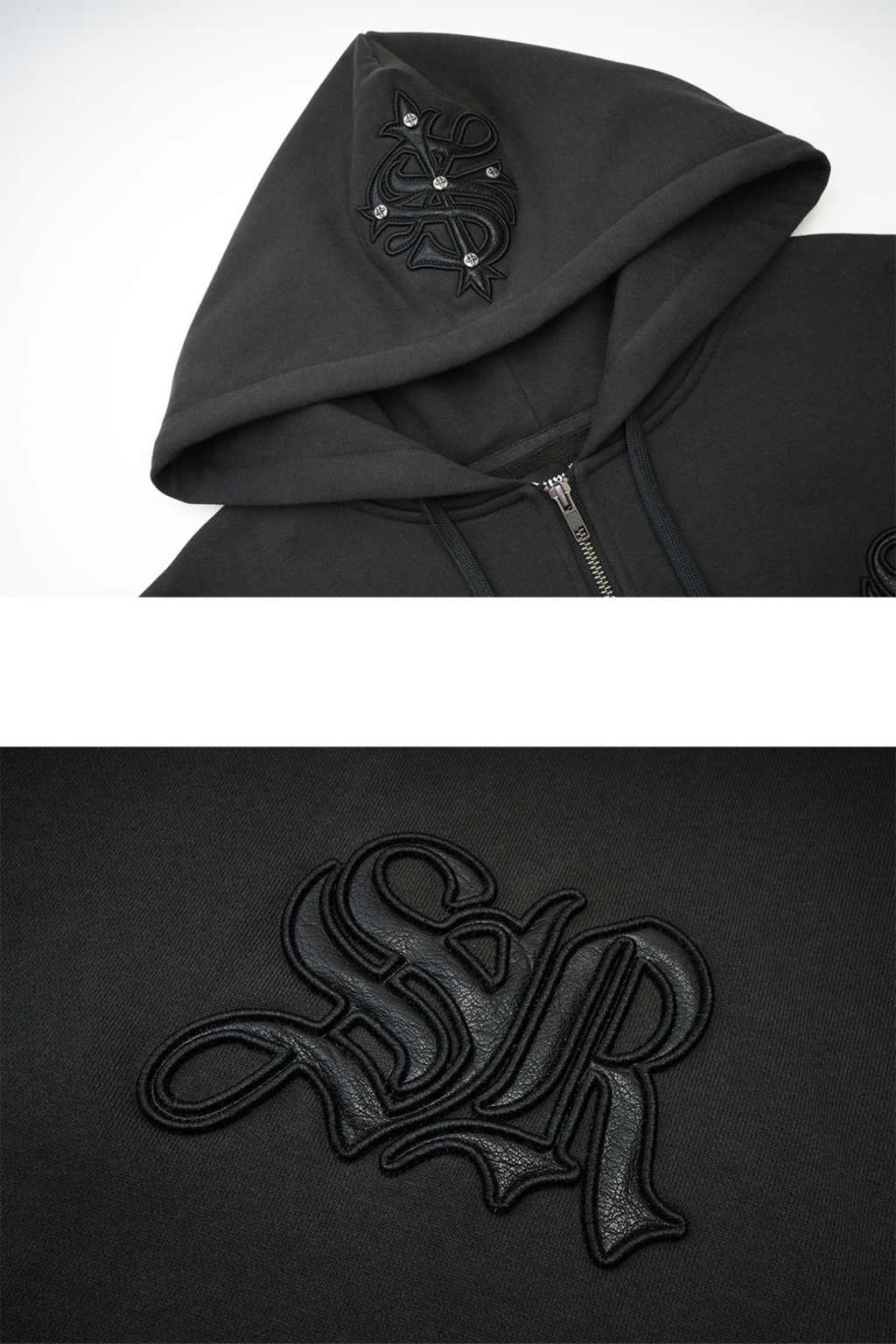 SUPPLIER Cross Leather Patch Zip Hoodie