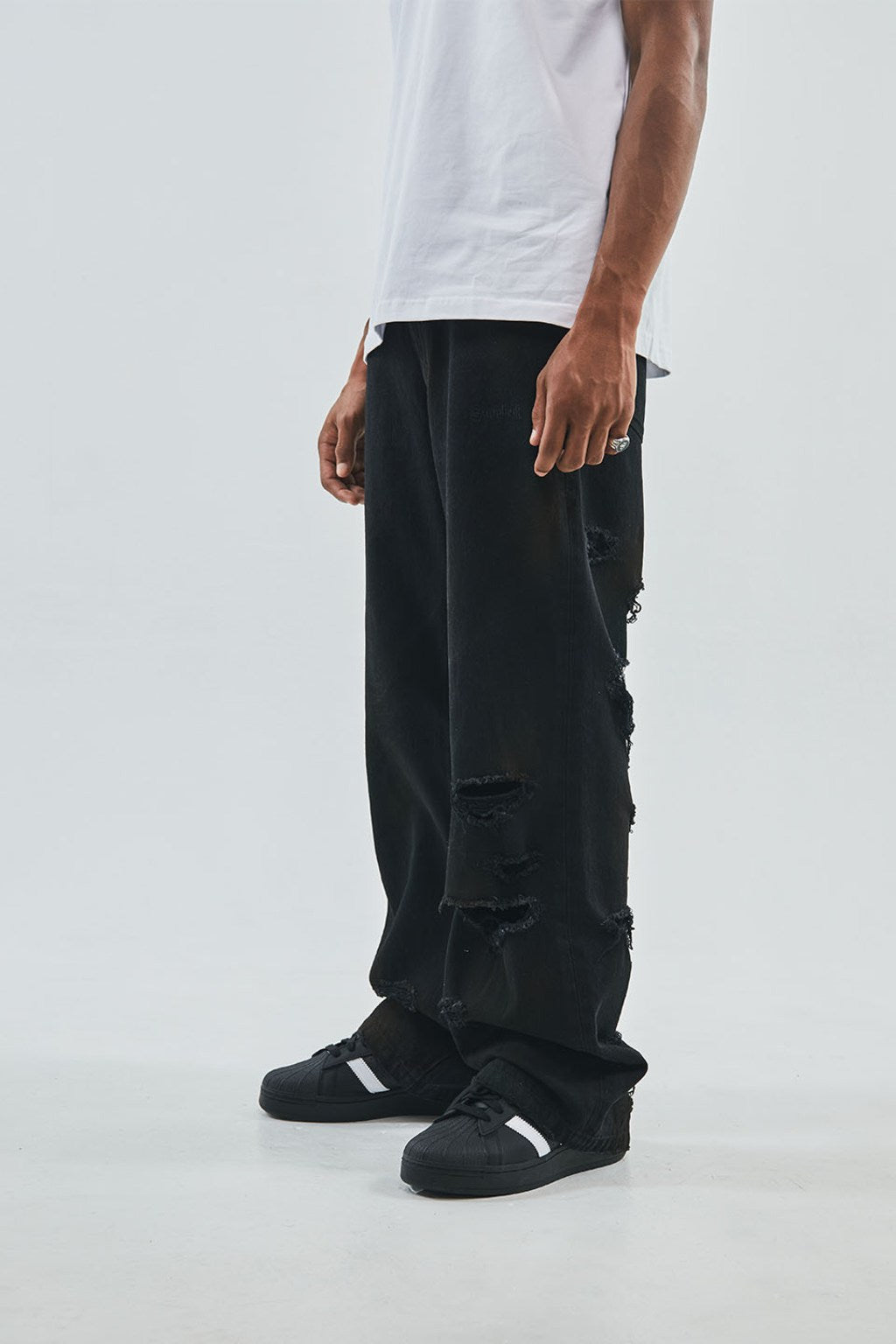 Back Distressed Denim Pants