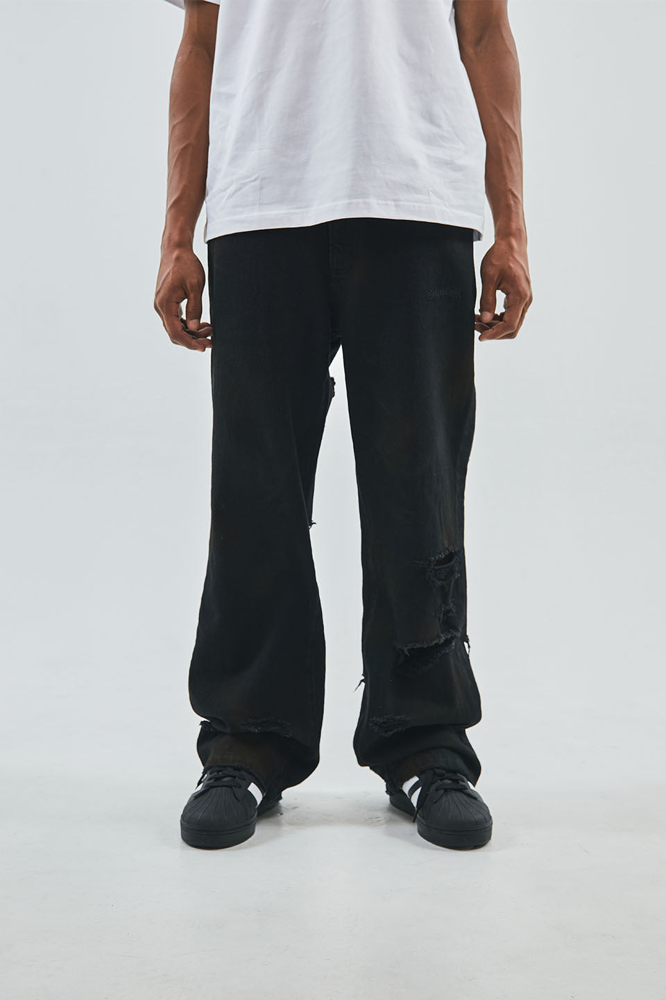 Back Distressed Denim Pants
