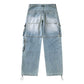 Striped Cargo Denim Pants