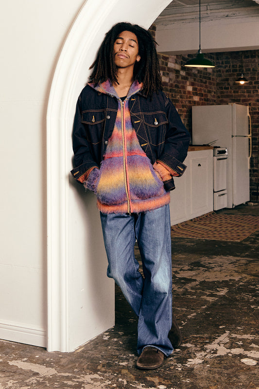 Gradation Mohair Zip Knit