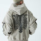 Fire Bones Layered Sleeve Zip Hoodie