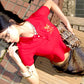 Rhinestone Leopard Logo Polo Shirt Women's Red