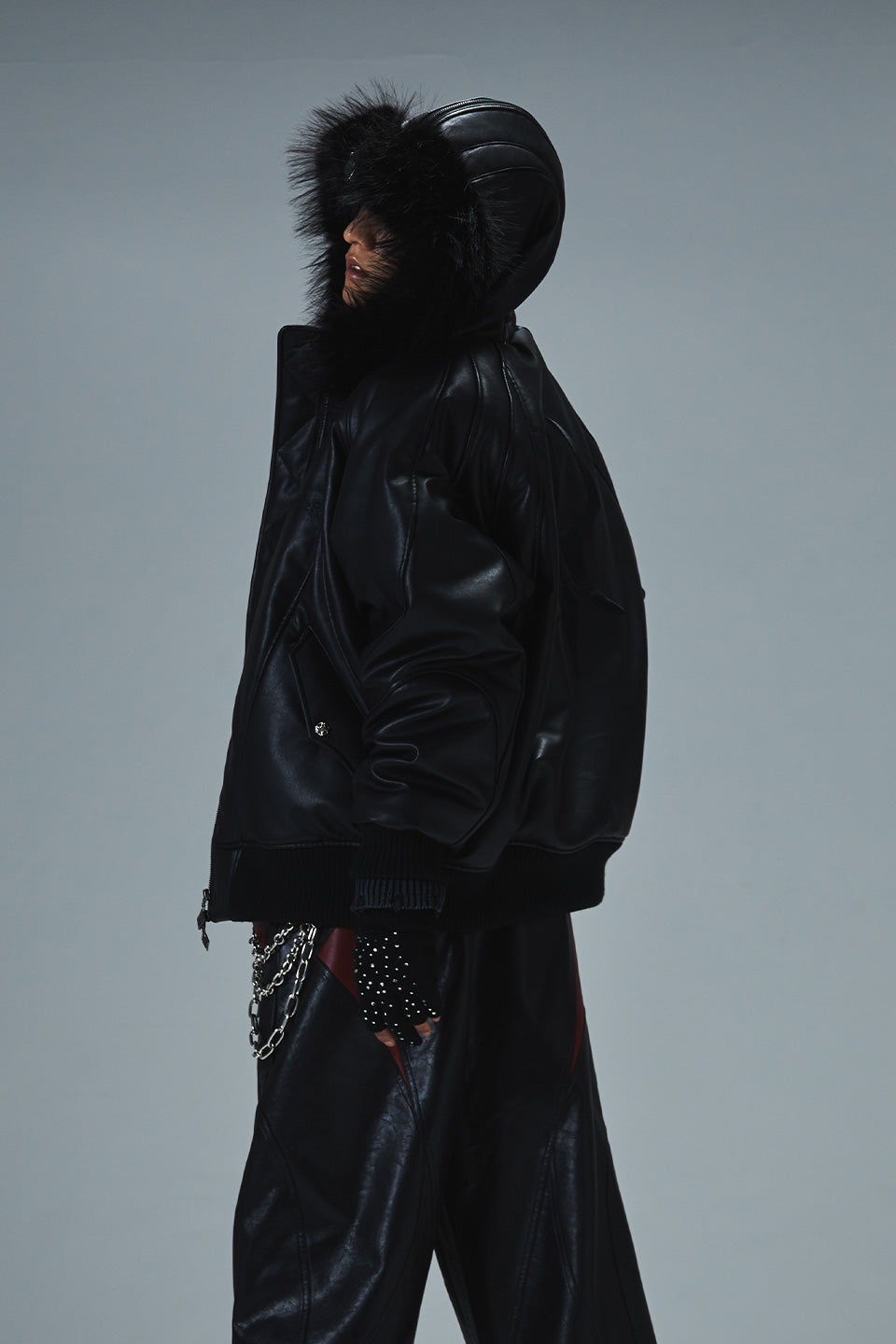 Faux Fur Hooded Bomber Jacket