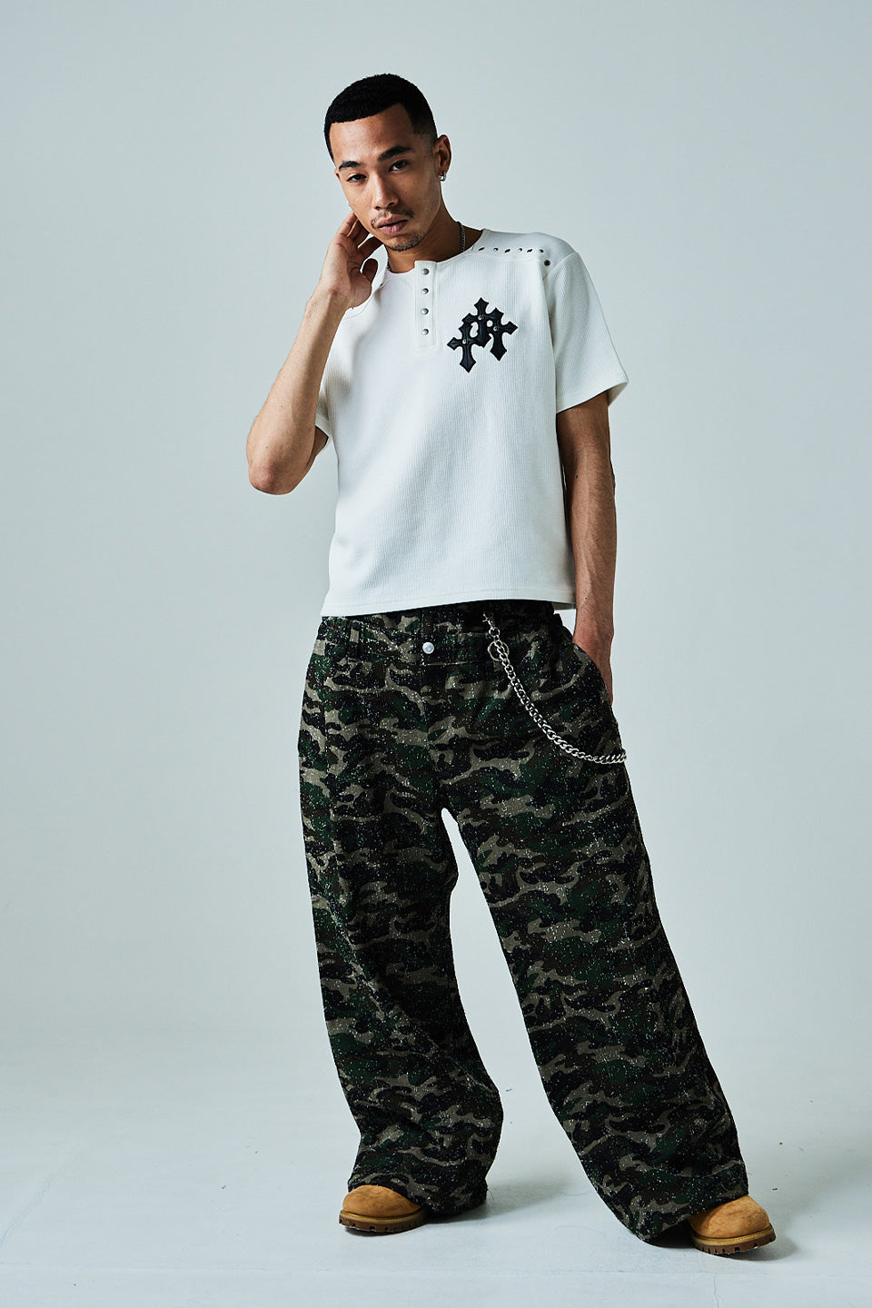 Needle-Punched Camo Wide Pants