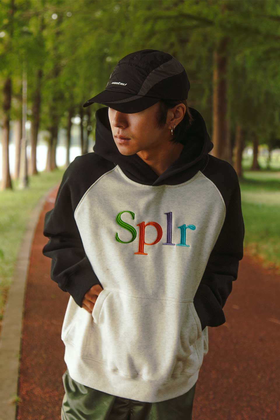 Logo Embroidery Raglan Hoodie