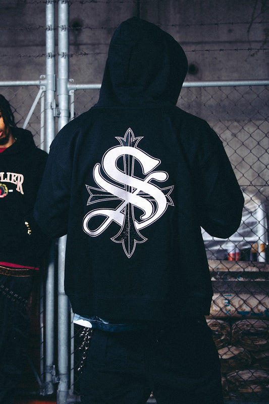 2-Tone Rhinestone Cross Zip Hoodie