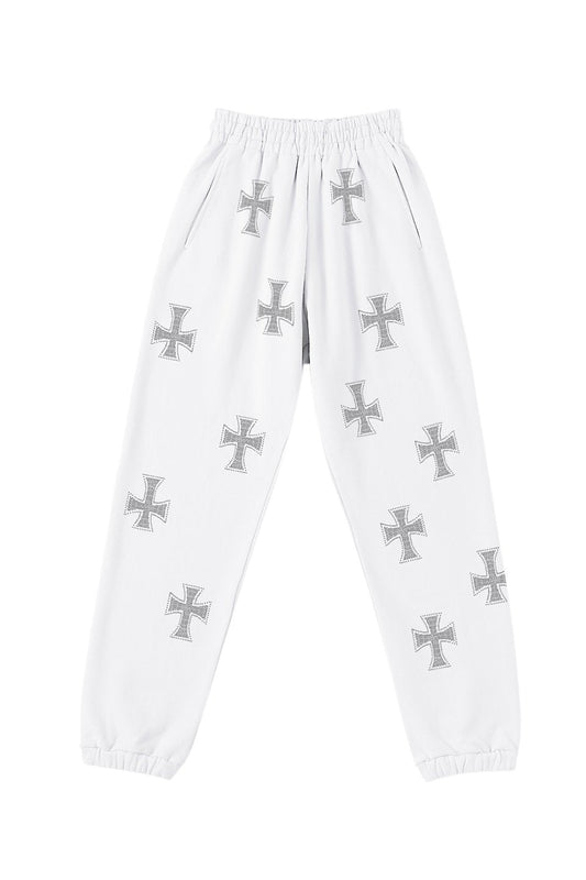 【予約商品】White Cross Rhinestone Jogger【10月下旬~11月上旬お届け】