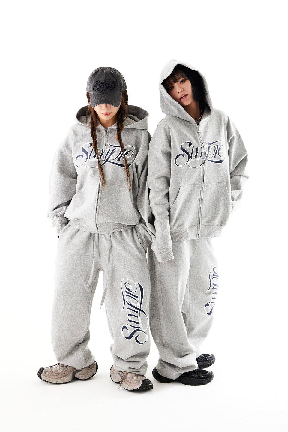 Simple Is Life Logo Full Zip Hoodie / Gray