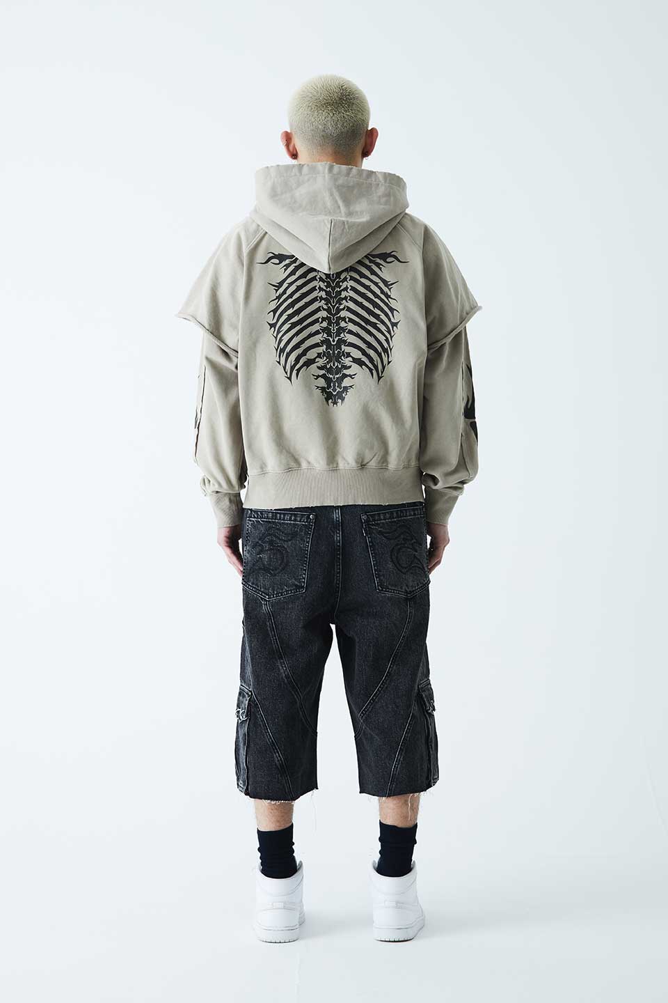 Fire Bones Layered Sleeve Zip Hoodie