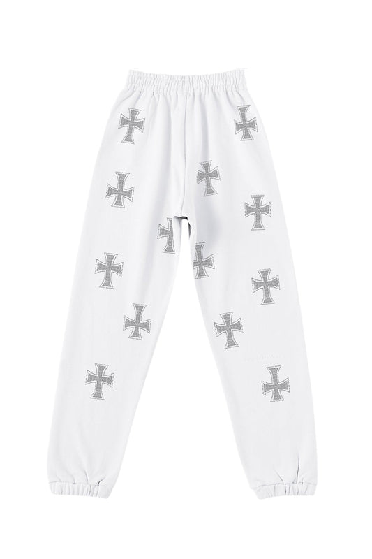 【予約商品】White Cross Rhinestone Jogger【10月下旬~11月上旬お届け】