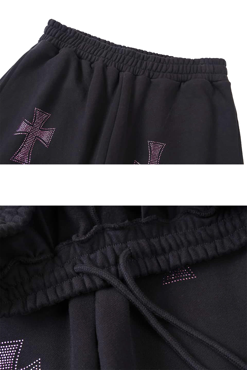 【予約商品】Black x Purple Cross Rhinestone Jogger【10月下旬~11月上旬お届け】