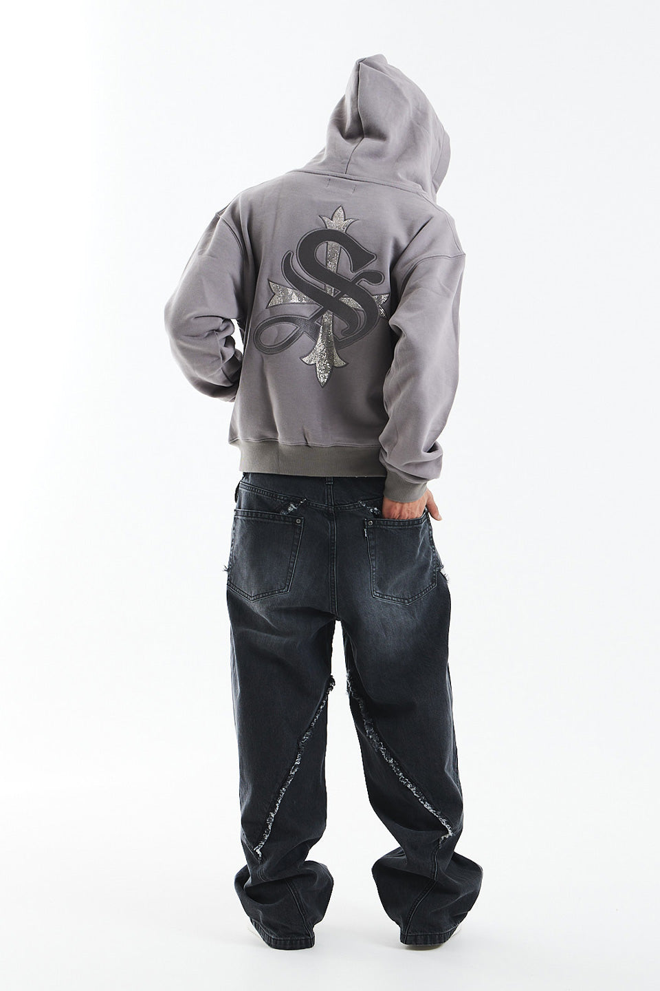 Curve Switching Baggy Denim Pants