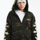 Camouflage Cross Leather Patch Zip Hoodie