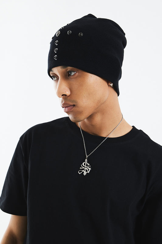 Cross Studs Long Beanie