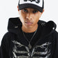 Fire Skeleton Rhinestone Zip Hoodie