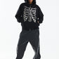 Fire Skeleton Rhinestone Zip Hoodie