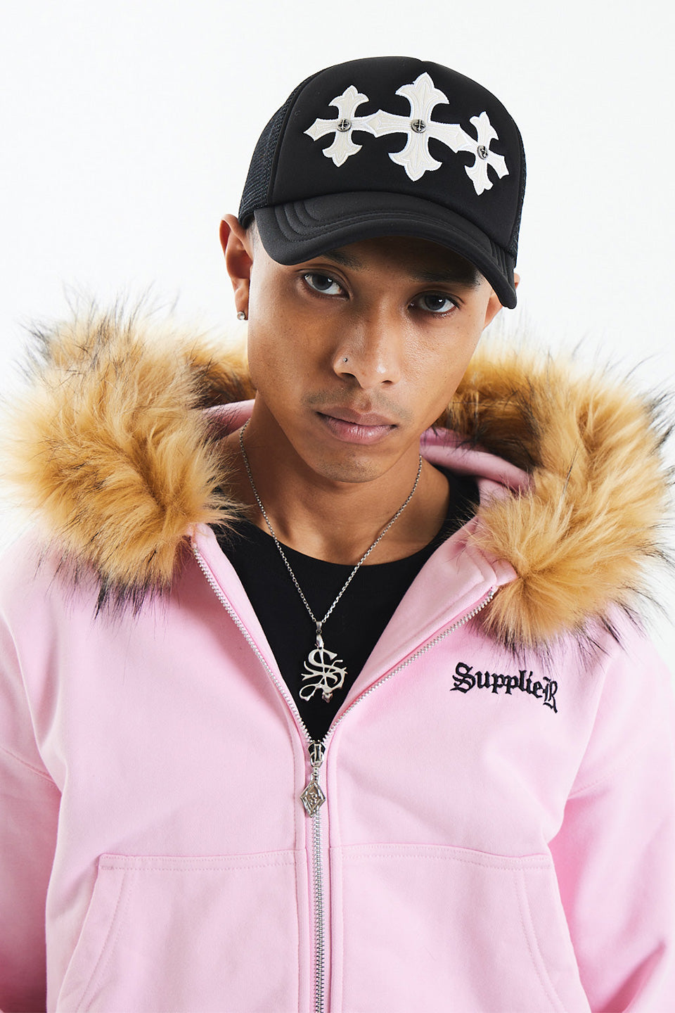 Faux Fur Cross Zip Hoodie｜SUPPLIER｜フーディー