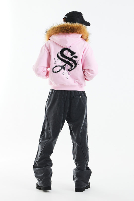 【予約商品】Faux Fur Cross Zip Hoodie【2月上旬お届け】