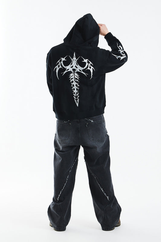 Tribal Bones Pierced Zip Hoodie