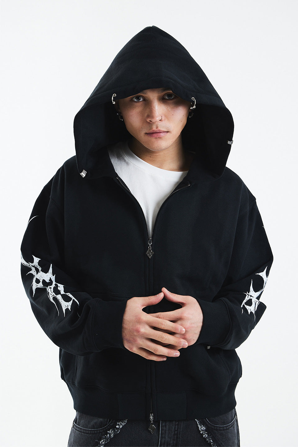Tribal Bones Pierced Zip Hoodie