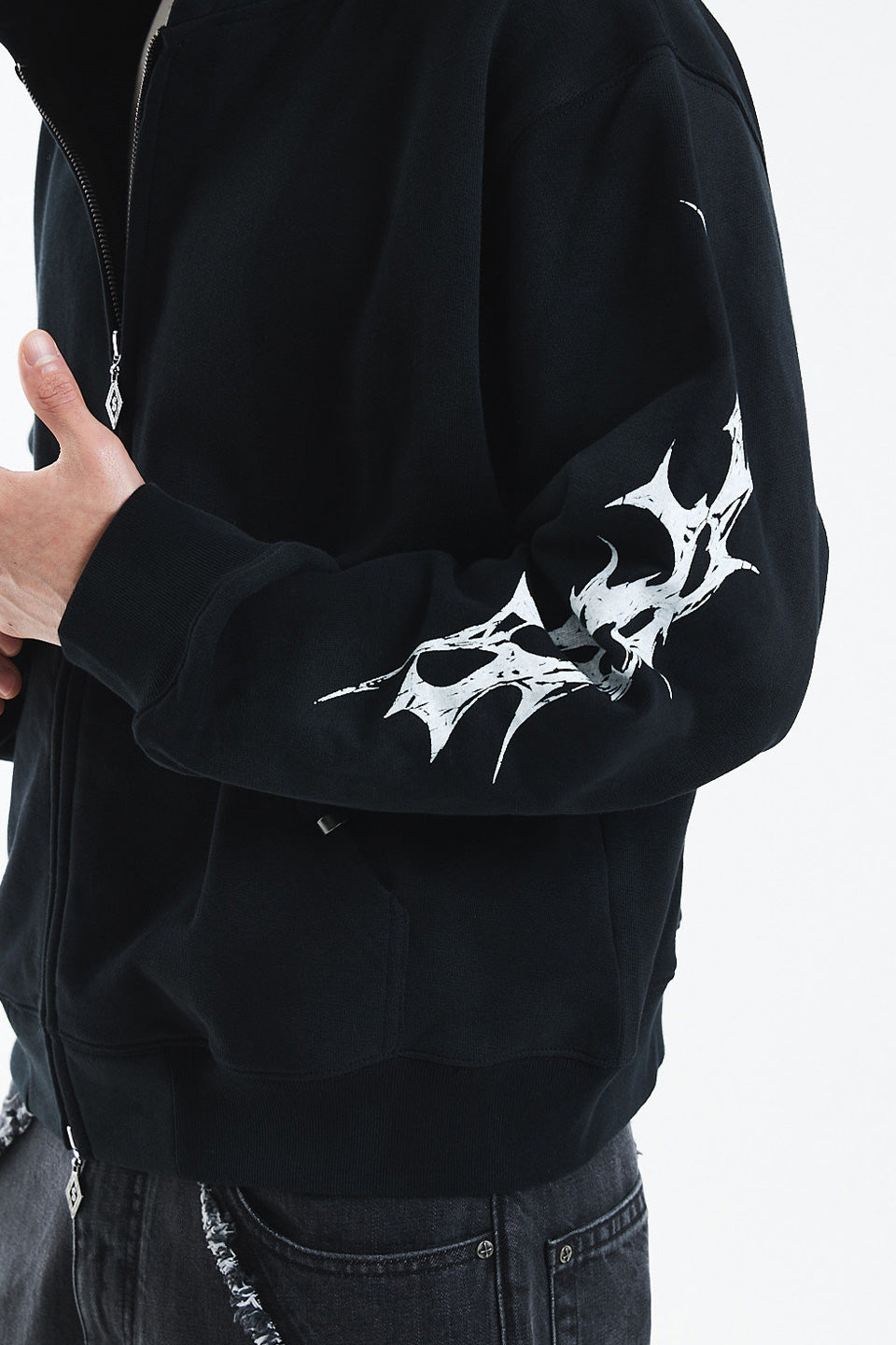 Tribal Bones Pierced Zip Hoodie