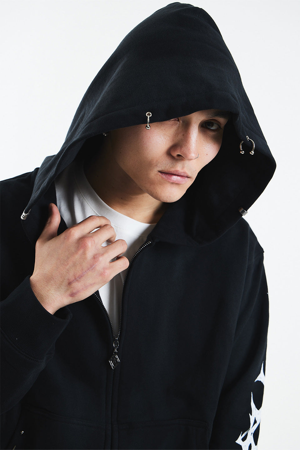 Tribal Bones Pierced Zip Hoodie