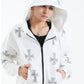 White Cross Rhinestone Zip Hoodie