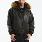 Faux Fur Hooded Bomber Jacket