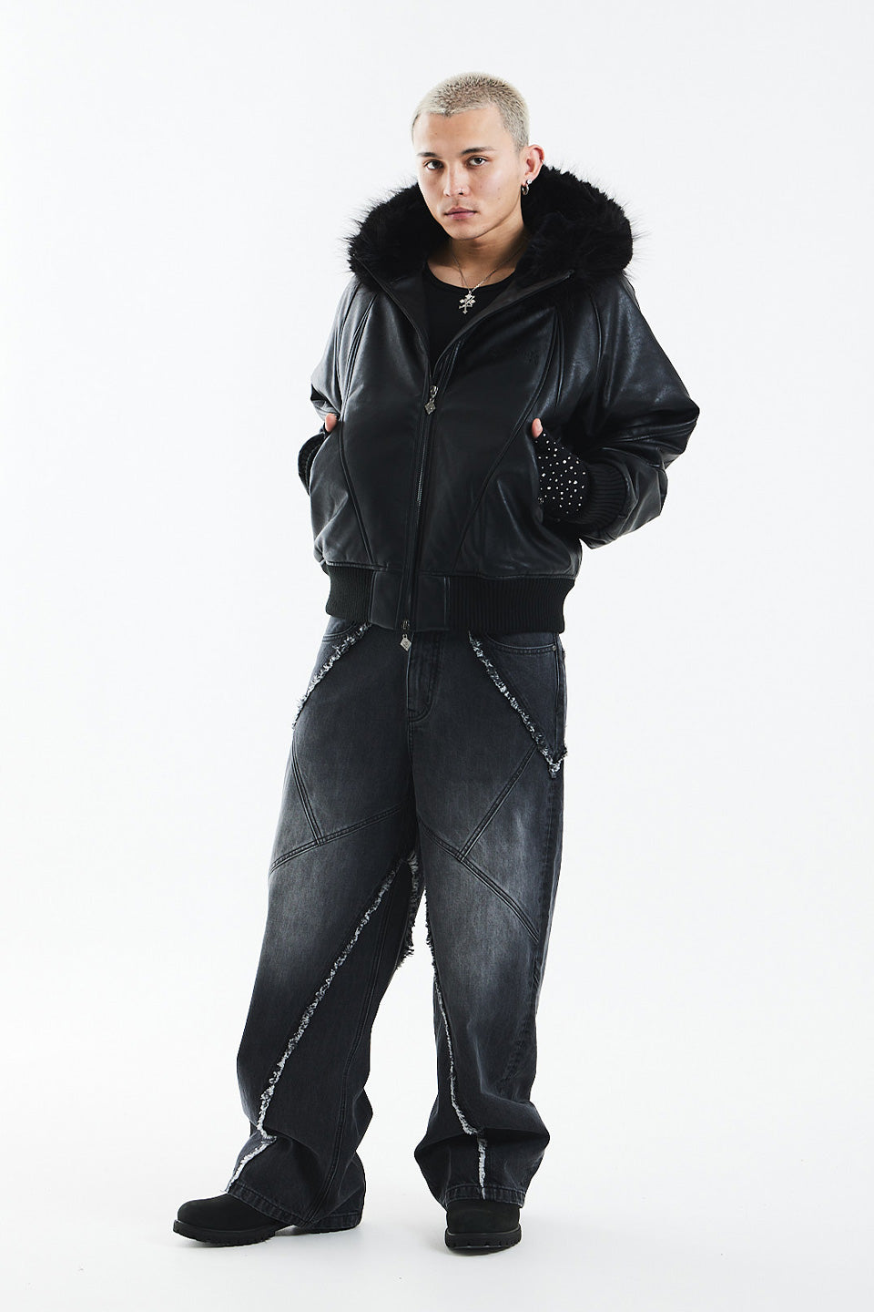 Faux Fur Hooded Bomber Jacket