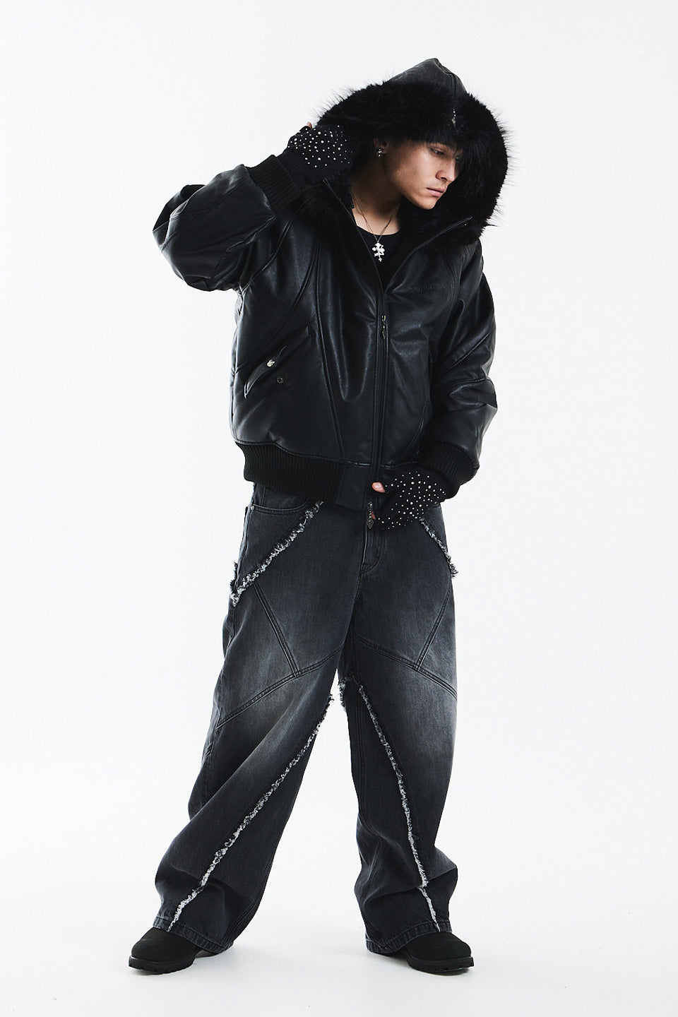 Rhinestone Fingerless Glove