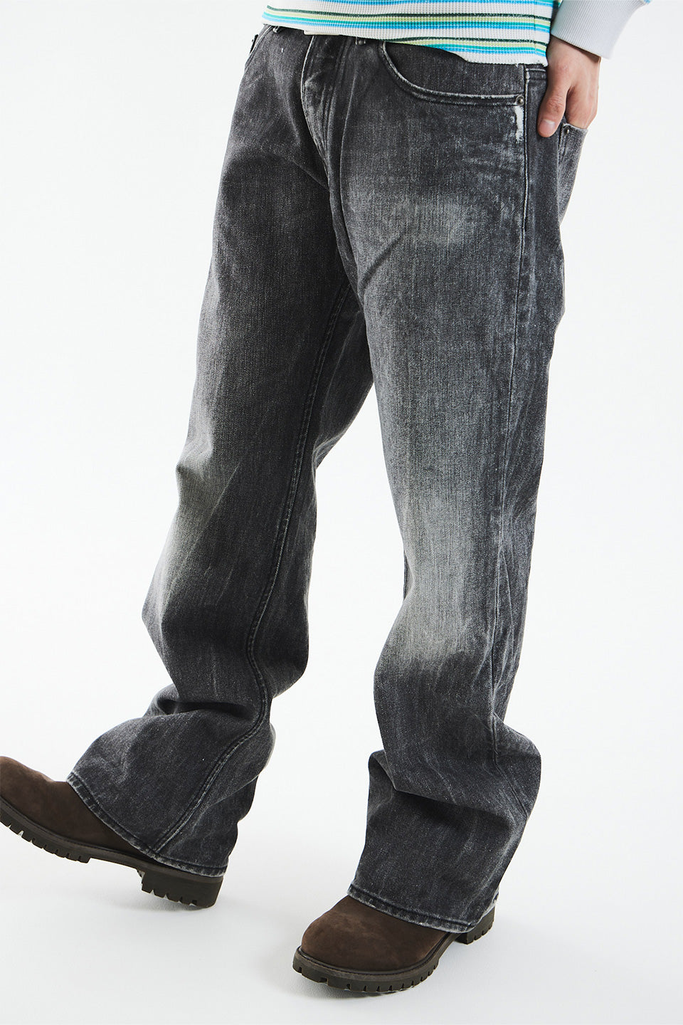 Printed Loose Flare Denim