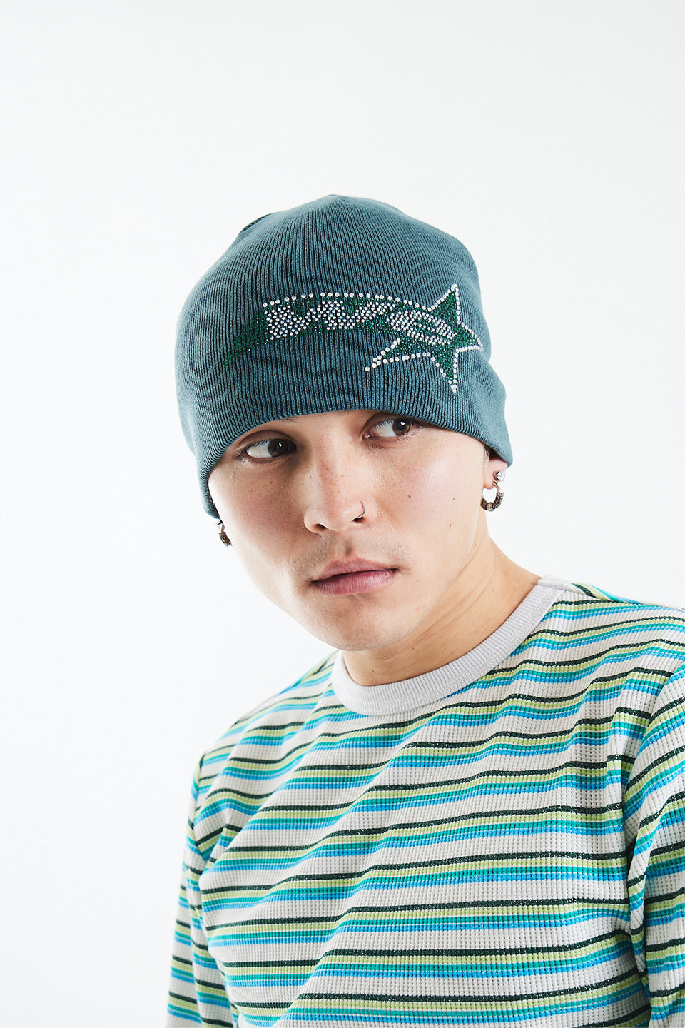 Rhinestone We Star Logo Beanie