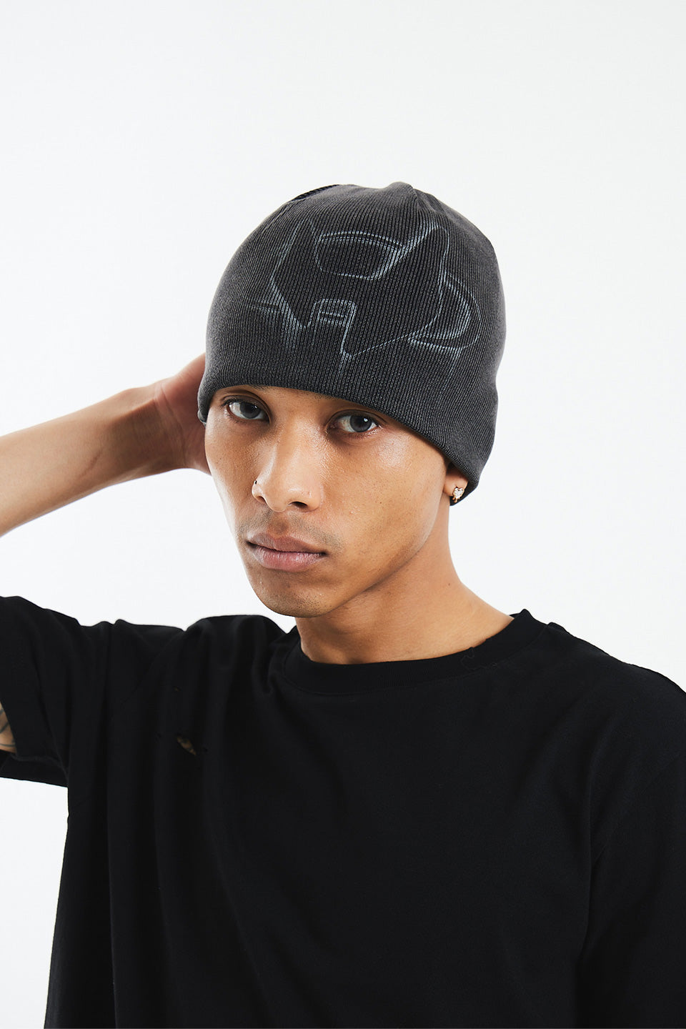 Pierced Beanie Black