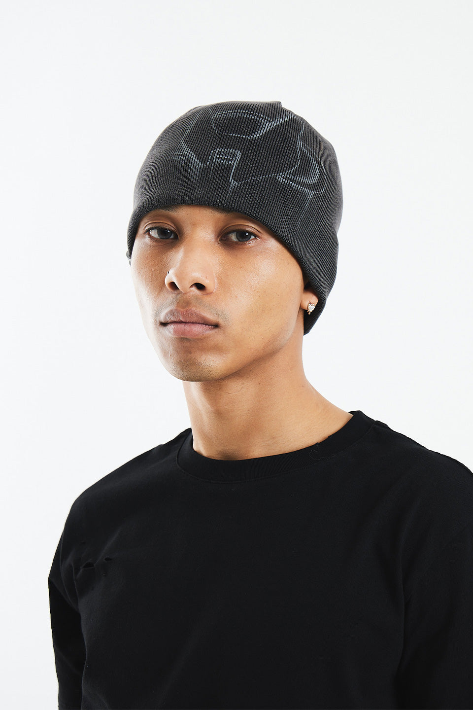 Pierced Beanie Black