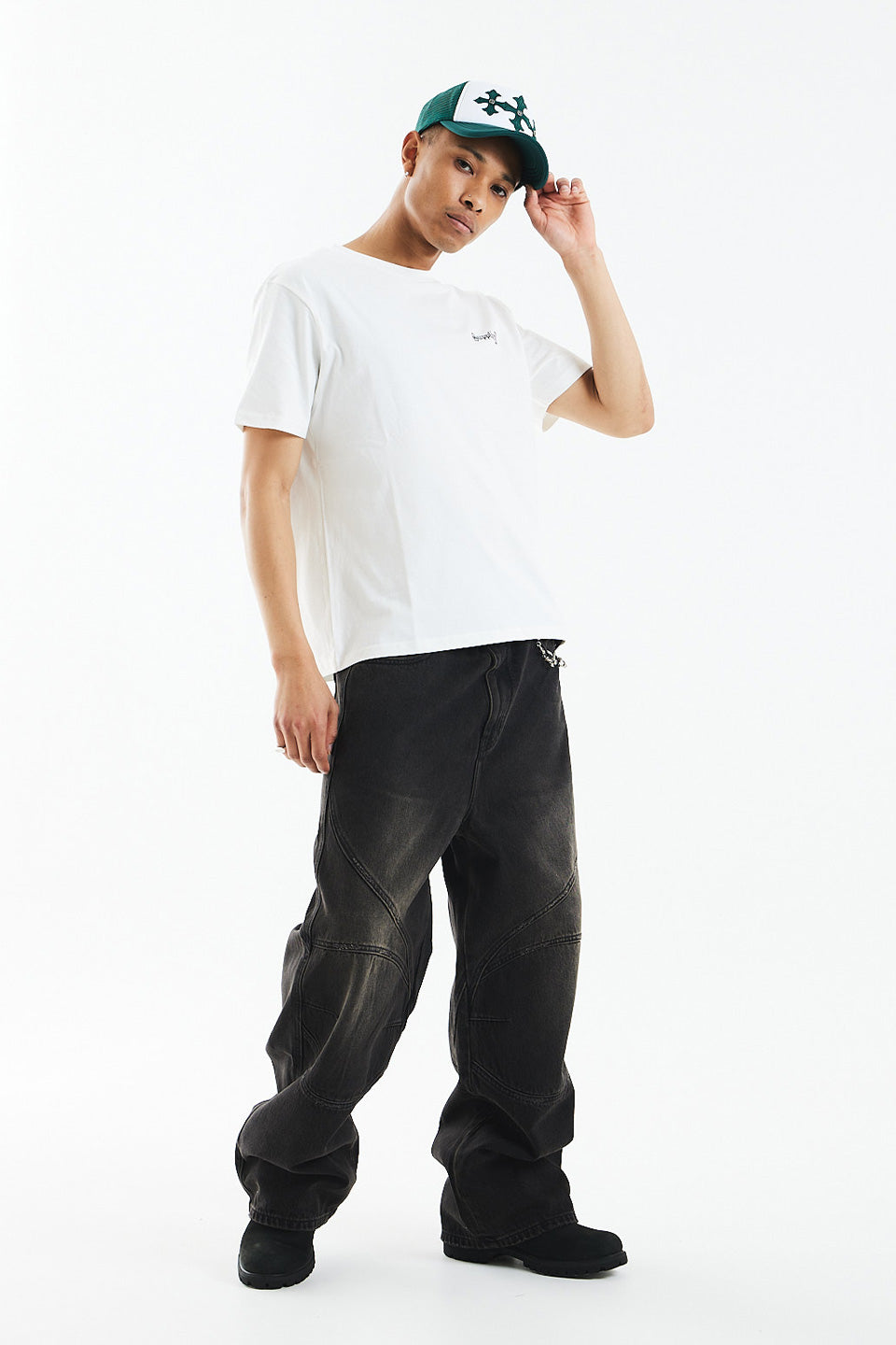 Cross Leather Patch Mesh Cap