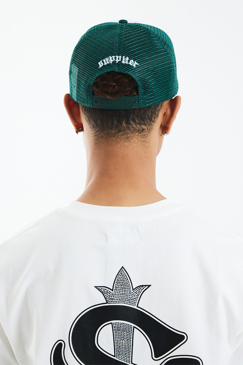 Cross Leather Patch Mesh Cap